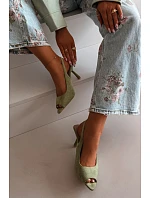 Dámské sandály na jehlovém podpatku Eko semiš zelené model 22092022 - Boto