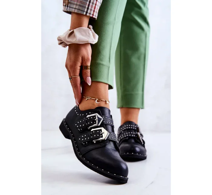 Dámské kůže Polobotky Se Sponami Lu Boo Černé Dámské kůže Polobotky Se Sponami Lu Boo Černé