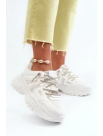 Dámské tenisky na masivní podrážce s ozdobným šněrováním bílá Relissa Dámské tenisky na masivní podrážce s ozdobným šněrováním bílá Relissa