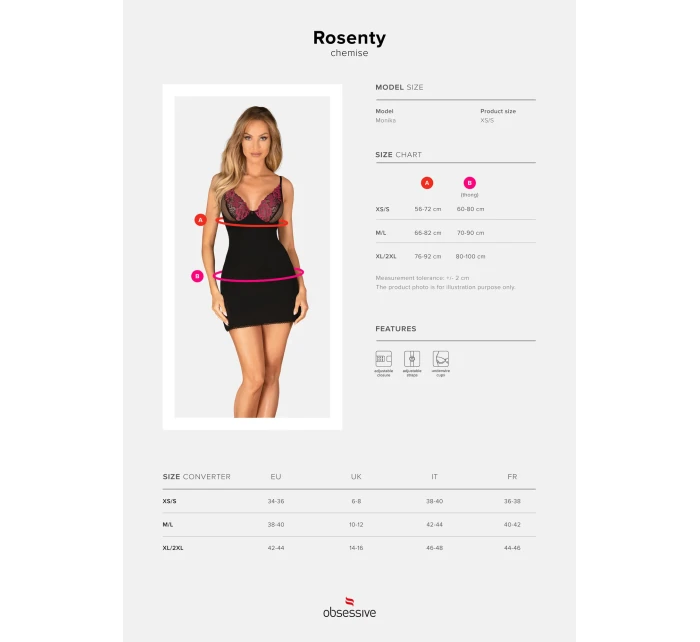 Jemná košilka Rosenty chemise - Obsessive