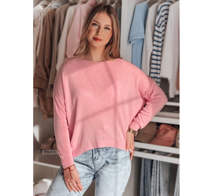 Dámský oversize hladký svetr SENZIA pink FashionStreet MY2447