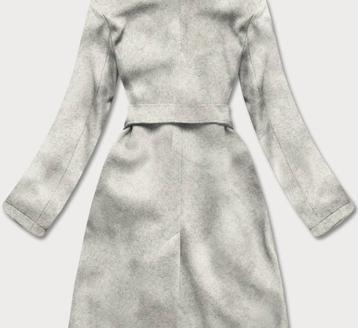 Světle šedý dámský kabát s kožíškem (SASKIA)