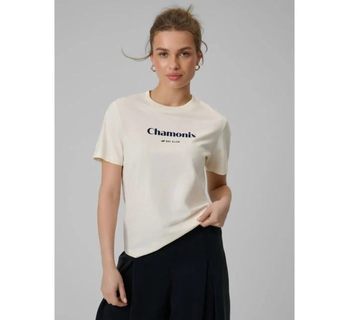 Dámské volné tričko s potiskem 4F 4FRAW25TTSHF3409-12S