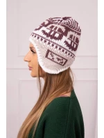 Dámská čepice Maryla K406 vínová+bílá+béžová