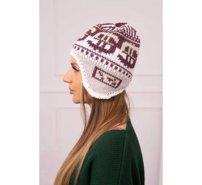 Dámská čepice Maryla K406 vínová+bílá+béžová