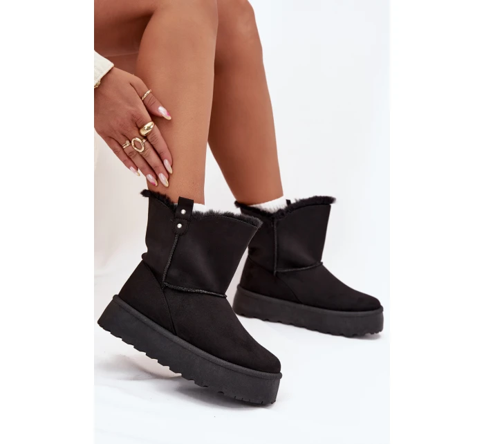 Dámské Sněhule Na Platformě S Kožíškem Černé Evelira Dámské Sněhule Na Platformě S Kožíškem Černé Evelira