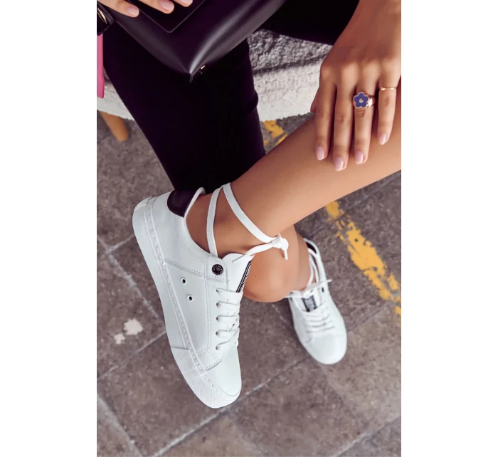 Dámské kožené tenisky Big Star - bílé/černé Dámské kožené tenisky Big Star - bílé/černé