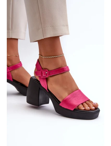 Zazoo Dámské kožené sandály na bloku fuchsie Zazoo Dámské kožené sandály na bloku fuchsie