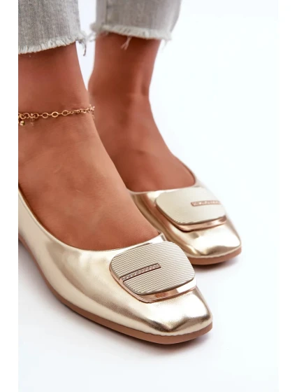 Dámské baleríny z eko kůže se zlatým zdobením model 21106956 - Kesi