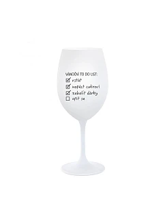 VÁNOČNÍ TODO LIST - bílá  sklenice na víno 350 ml