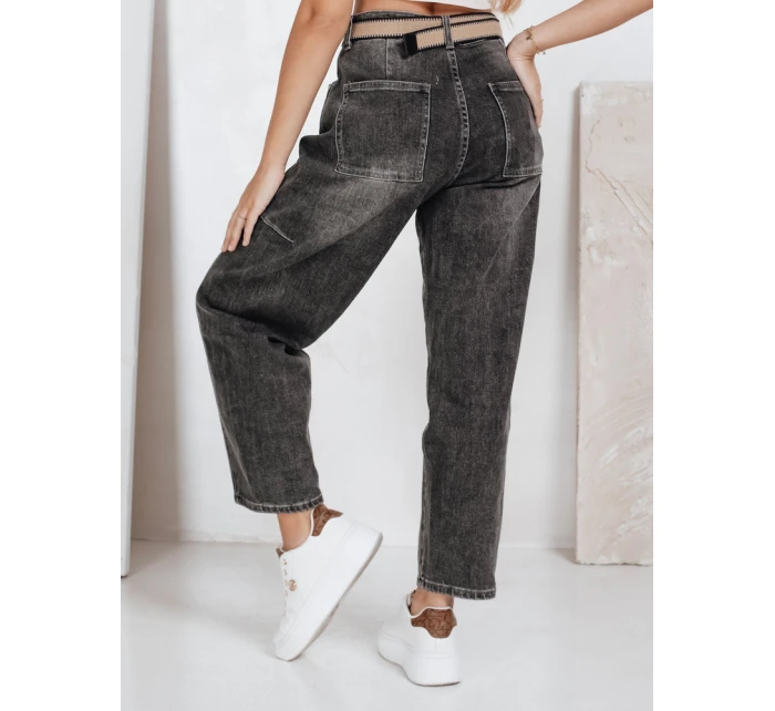 Dámské široké džíny s páskem černé FashionStreet UY2744