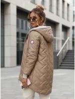 Dámská přechodná prošívaná bunda s prodlouženým střihem béžová TY5612 Dámská přechodná prošívaná bunda s prodlouženým střihem béžová TY5612