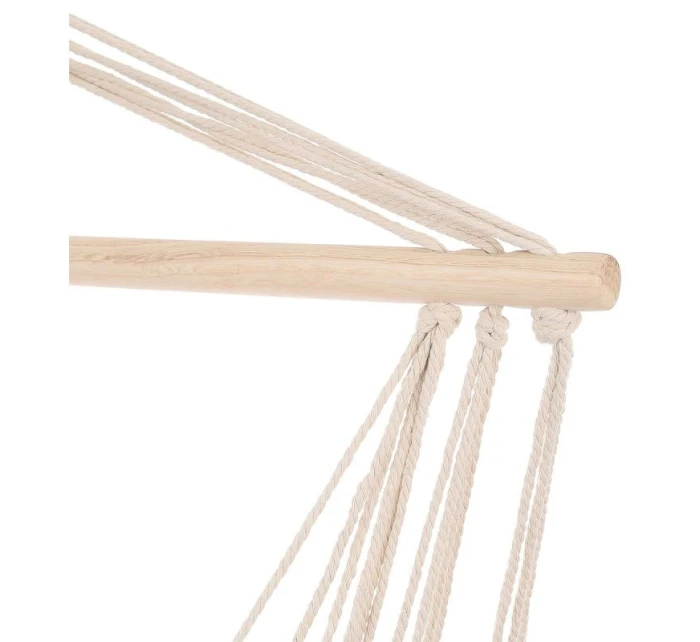 BRAZILSKÁ ZÁVĚSNÁ SEDAČKA HAMAK 100x50 cm PŘÍRODNÍ S VSTŘÍCNÝM PUSHEM BÍLÁ