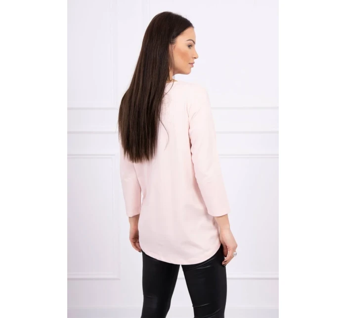 Halenka s 3D grafikou plameňáka pudrově růžová