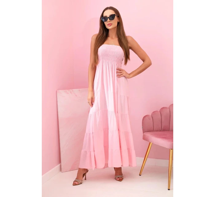 Dámské viskózové šaty s elastickým topem bonbónově růžová Dámské viskózové šaty s elastickým topem bonbónově růžová