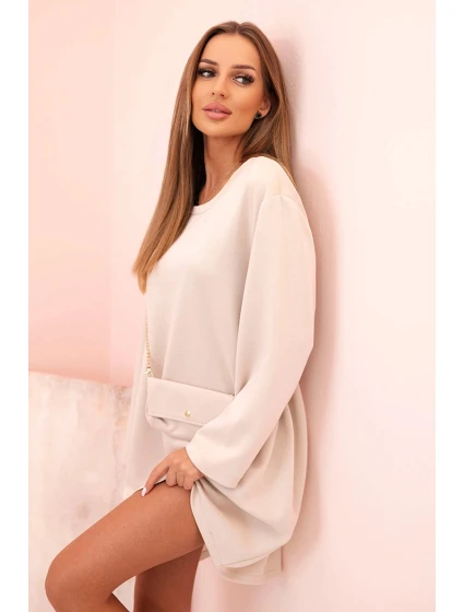 Dámská viskózová sukýnka Plus Size s model 21232409 na řetízku béžová - K-Fashion