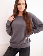 Dámská mikina z bavlny basic s kulatým výstřihem grafitová