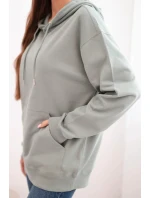 Dámská mikina s kapucí a klokankou z bavlny tmavě mátová