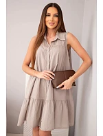 Dámské bavlněné košilové šaty bez rukávů s knoflíky fango Dámské bavlněné košilové šaty bez rukávů s knoflíky fango