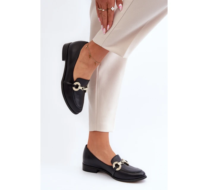 Zazoo 2880 Dámské Mokasíny Kožené S Ozdobou Černé