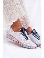 Kožené Polobotky Na Vzorované Platformě Artiker 52C1713 Bílo-Námořnické