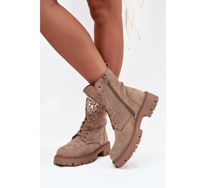 Dámské workery s krystaly na jazyku béžové Rosira Dámské workery s krystaly na jazyku béžové Rosira