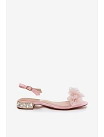 Průhledné sandály s krystaly a síťkovými květinami D&A MR61-9006 Růžové