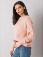 RUE PARIS Světle růžový dámský svetr s výstřihem na zádech