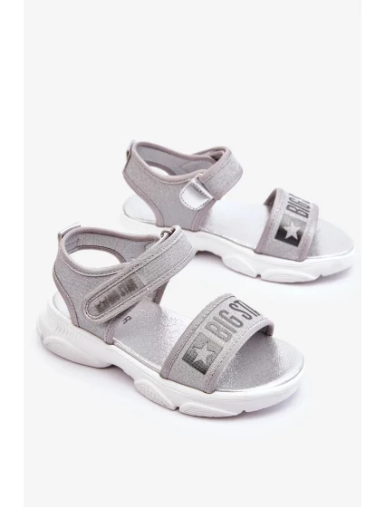 Dětské sandály na suchý zip Big Star LL374194 stříbrne Dětské sandály na suchý zip Big Star LL374194 stříbrne