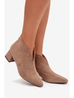Dámské kotníkové boty na podpatku s prošíváním – béžové Darlisse