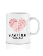 Personalizovaný klasický bílý keramický hrníček - dvě mapy jako srdce