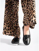 Moderní  mokasíny černé dámské platforma