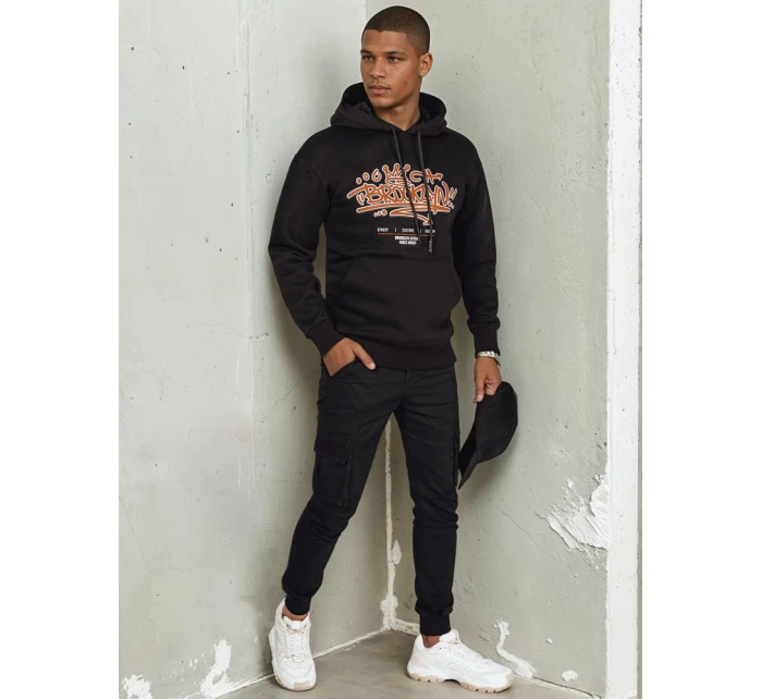 Pánská mikina s potiskem černá FashionStreet BX5665