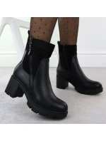 Dámské zateplené boty na podpatku se zipem černé M.Daszynski 23108