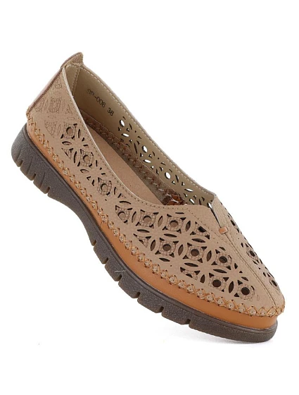 Sergio model 22097205 hnědá kožená prolamovaná dámská polobotka - LEONE Sergio model 22097205 hnědá kožená prolamovaná dámská polobotka - LEONE