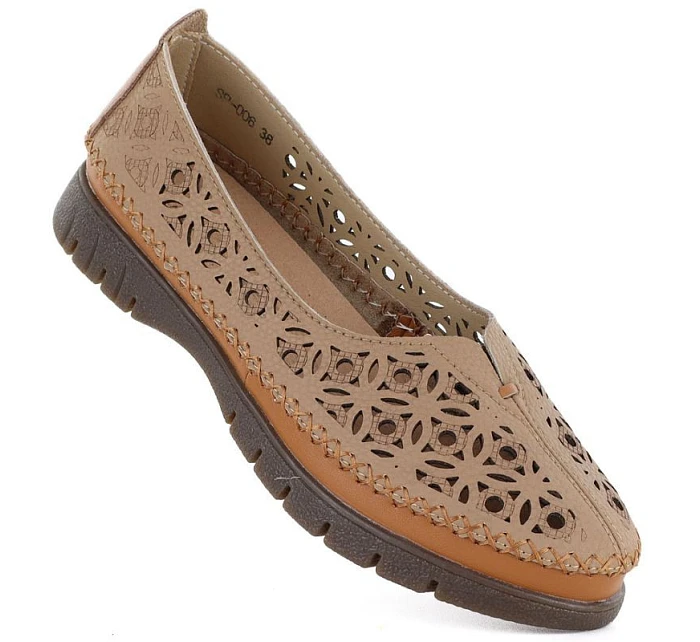 Sergio model 22097205 hnědá kožená prolamovaná dámská polobotka - LEONE Sergio model 22097205 hnědá kožená prolamovaná dámská polobotka - LEONE