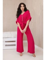 Souprava halenky a kalhot fuchsiové barvy