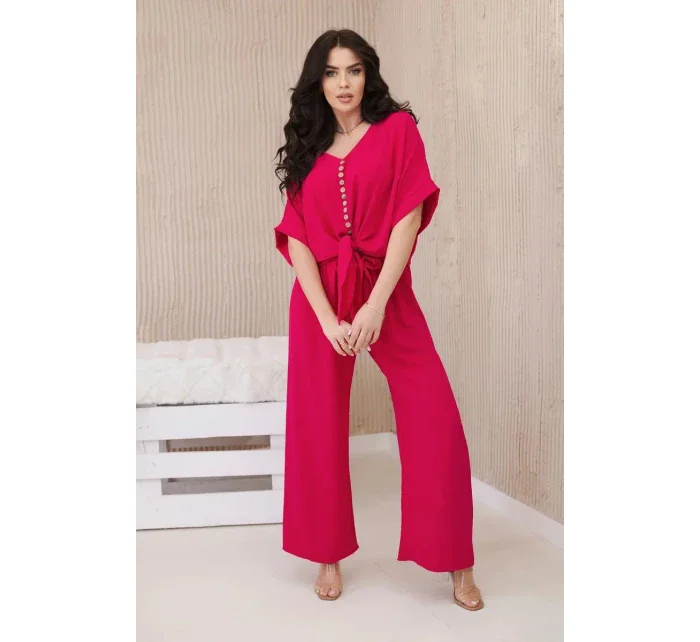 Souprava halenky a kalhot fuchsiové barvy