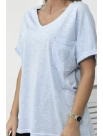 Bavlněná halenka s kapsami modrá