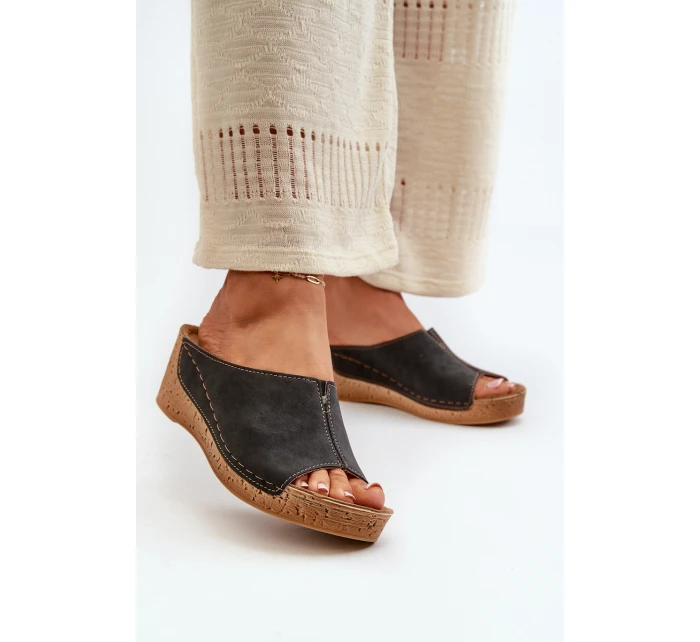 Pohodlné Dámské Sandály Na Klínku Inblu NG000002 Černé