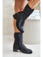 Kotníkové boty na nízkém podpatku zateplené kožíškem Vinceza černé Kotníkové boty na nízkém podpatku zateplené kožíškem Vinceza černé