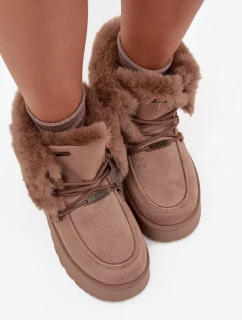 Dámské sněhule na platformě s kožešinkou a šněrováním Big Star – béžové