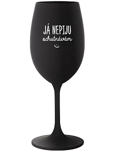 JÁ NEPIJU, OCHUTNÁVÁM - černá sklenice na víno 350 ml