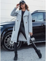 Dámský podzimní dlouhý kabát CELESTIA světle šedý FashionStreet NY0684