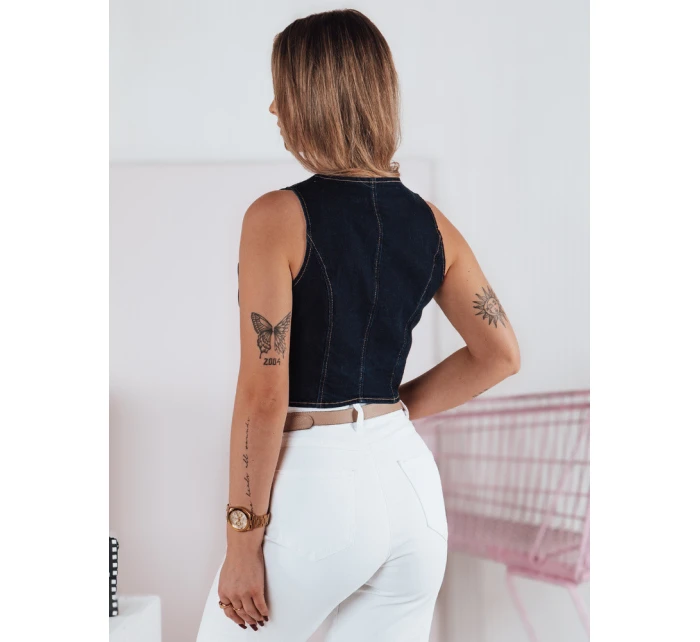 Dámská krátká džínová vesta JEANSPICE tmavě modrá FashionStreet TY4795