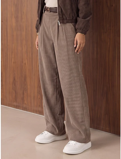 Dámské kordurové kalhoty se širokými nohavicemi Fango FashionStreet UY3137 Dámské kordurové kalhoty se širokými nohavicemi Fango FashionStreet UY3137
