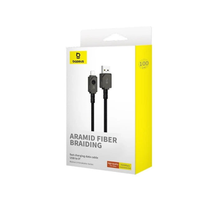 Baseus Nezlomitelný kabel USB-IP 2,4A 1m (černý)