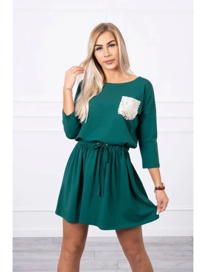 Šaty s flitrovou kapsou zelené Šaty s flitrovou kapsou zelené