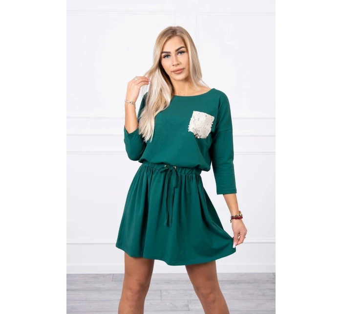 Šaty s flitrovou kapsou zelené Šaty s flitrovou kapsou zelené