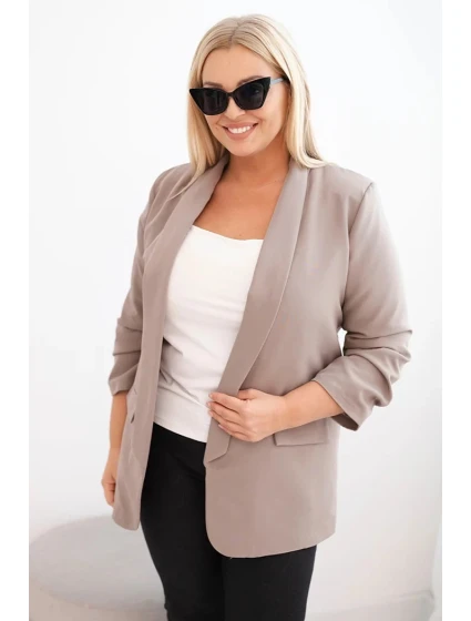Dámská sako Plus Size bez zapínání s podšívkou model 21468638 fango - K-Fashion